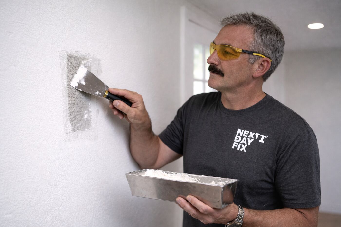Wall damage before repair